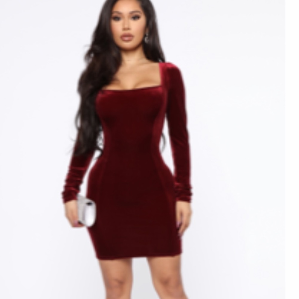 Fashion Nova Red Velvet Mini Dress